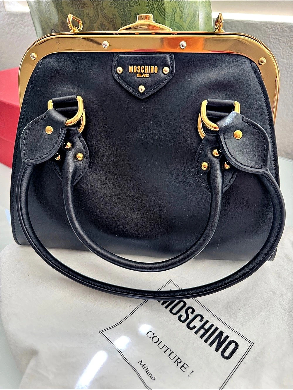 Moschino Couture Milano Black Satchel